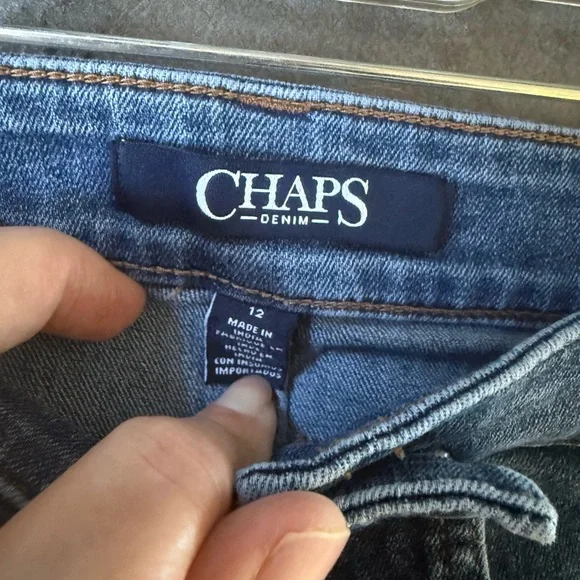 Chaps Denim Button Front A-Line Skirt Size 12 Classic Blue Jean Skirt - Picture 5 of 7